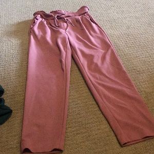 Mauve ruffle paperbag pants
